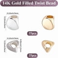 thumbnail image 2 of 1 Box 50Pcs Twisted Spacer Beads 14K Gold Filled Brass 3x3mm Loose Tiny Bead for Jewelry Making Findings (Gold Silver) Colorful, 2 of 4