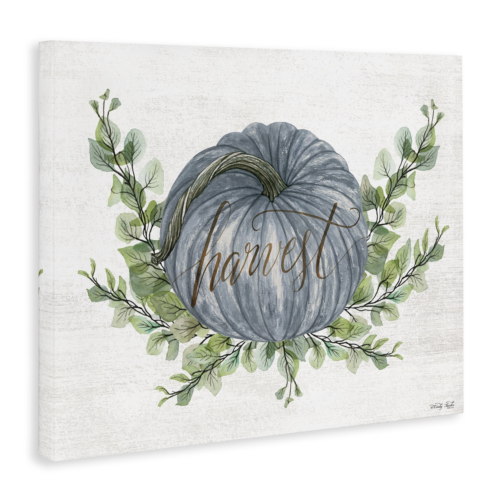 Stupell Industries Blue Harvest Pumpkin Food & Beverage Painting Gallery Wrapped Canvas Art Print Wall Art, 48 x 36