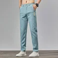 thumbnail image 2 of Pantalones casuales rectos y frescos para hombre, pantalones holgados y refrescantes para oficina, para hombre, pantalones de negocios de verano, de seda fina, nuevos en talla grande de algodón, 2 of 5
