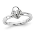 thumbnail image 1 of 1/10 Carat (ctw) Diamond Heart Lock Ring in Sterling Silver, 1 of 4