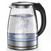 Electric Kettle,HadinEEon 1.7L Glass Boiler Electric Tea Kettle ,Blue LED Indicator Light, Cordless Teapot Tea Heater, 304 Stainless Steel Hot Water Kettle Boil-Dry Protection & Auto-Shutoff