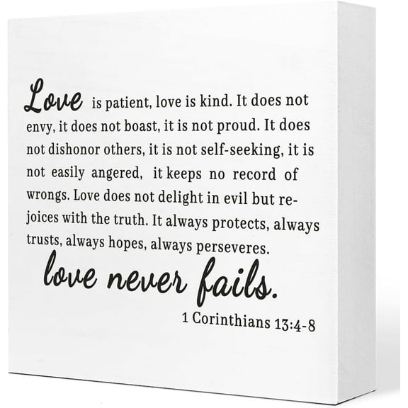 Zomyto 5x5 In Inspirational Wooden Box Sign Love Is Patient Love Is Kind Wood Block Plaque Sign