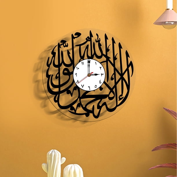 Reloj de pared Eid de acrílico vintage, redondo, para el hogar, dormitorio, sala de estar, reloj de arte, fácil de leer, reloj de aprendizaje para niños, reloj de pared con decoración Eid
