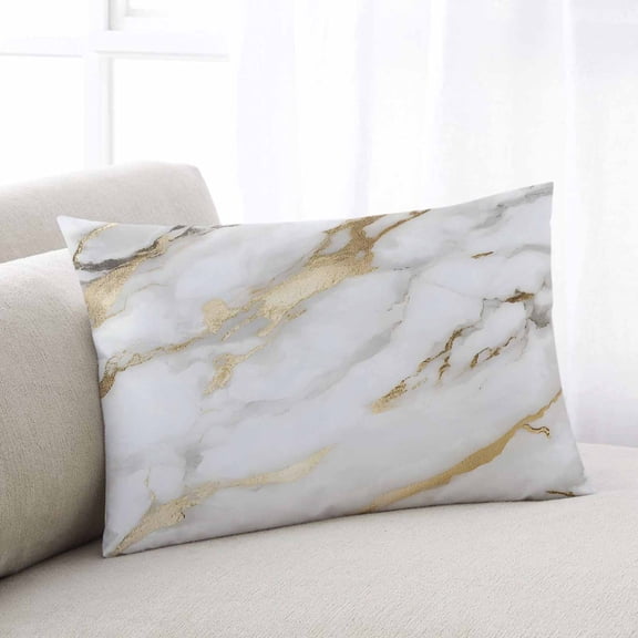 Modern White Gold King Pillow Covers, Abstract Marble Geometric Soft Breathable Throw Pillow Cases with Invisible Zipper, Decorative Pillowcase Pillows Protectors for Sofa Bed Couch 20"x36"