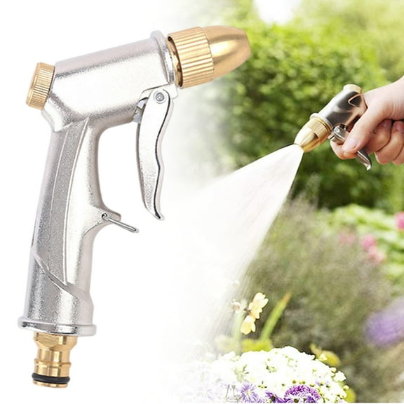 Rtmgob Garden Hose Nozzle Sprayer, Heavy Duty Metal Water Nozzle, High Pressure Spray Gun with 4 Spraying Patterns for Car Washing, Plants, Lawn and Patio