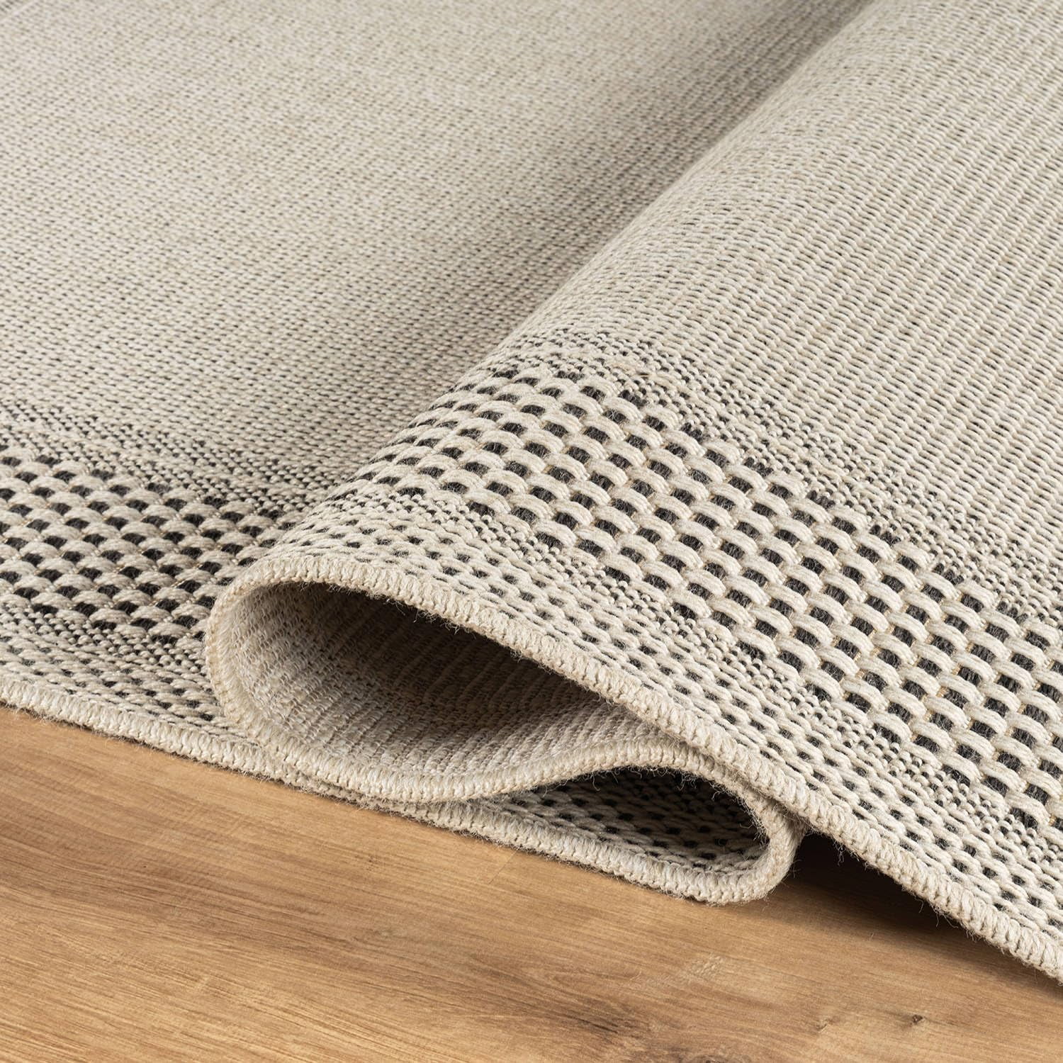 CAMILSON Bordered Non Shedding Easy-Cleaning Indoor Outdoor Easy Jute Rug Bone 5x7