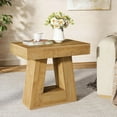thumbnail image 3 of Tribesigns 2-Tier Modern Side Table Set of 2, Narrow Wooden End Table with Trapezoid Base, Farmhouse Nightstand for Living Room, Bedroom, Natural Wood Color, 3 of 5