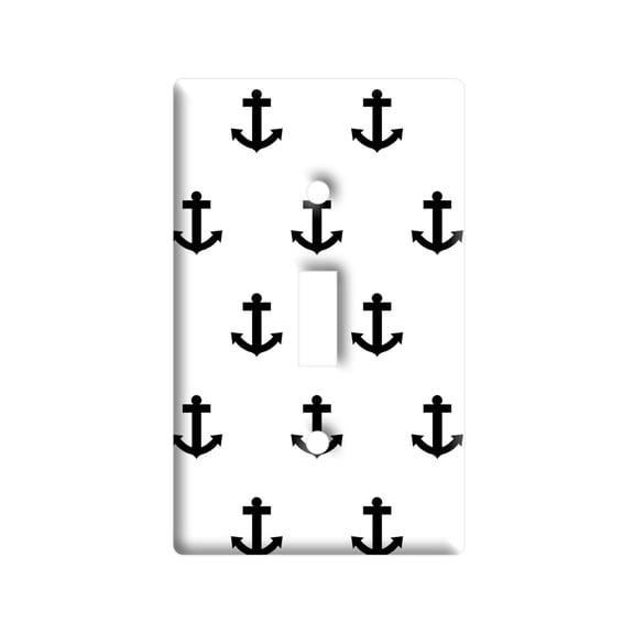 Ahoy Nautical Boat Theme Black White Light Switch Plate Cover