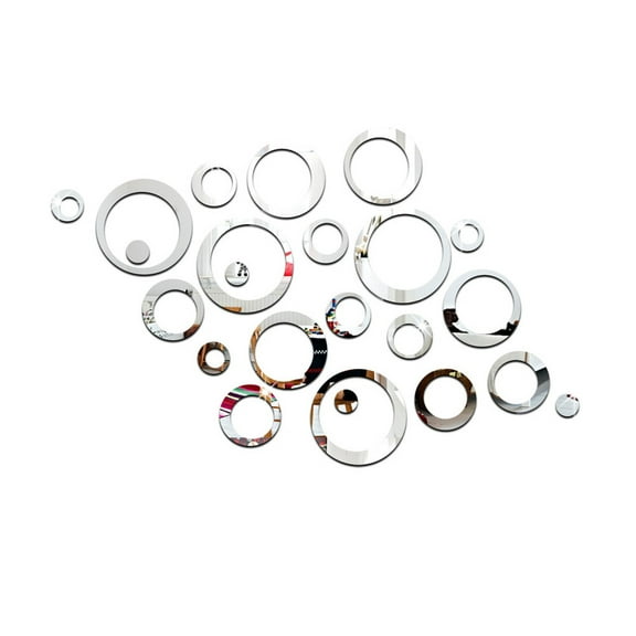 Miyuadkai Stickers 23Pcs 3D Circles Mirror Wall Sticker Diy Decal Mural Home Decor Removable Silver