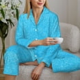 thumbnail image 5 of KLL Sky Blue Glitter Print Women's Long Sleeve Pajamas with Pants Sleepwear Loungewear 2 Set-Large, 5 of 7