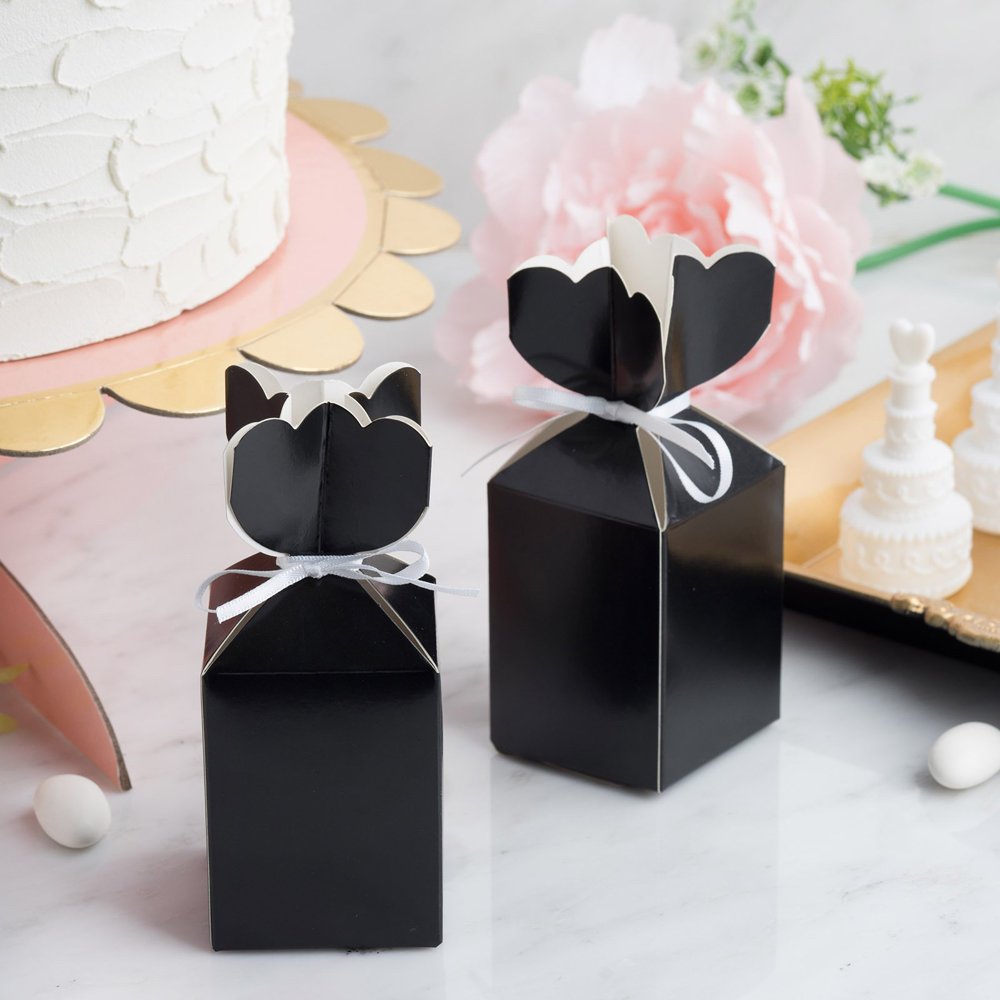 Efavormart 25 Pack Vase Shape Favor Boxes With Satin Ribbons Cardboard