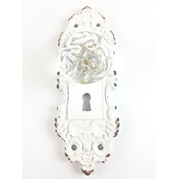 Decorative Pewter Wall Hook, Vintage Door Knob Style (White)