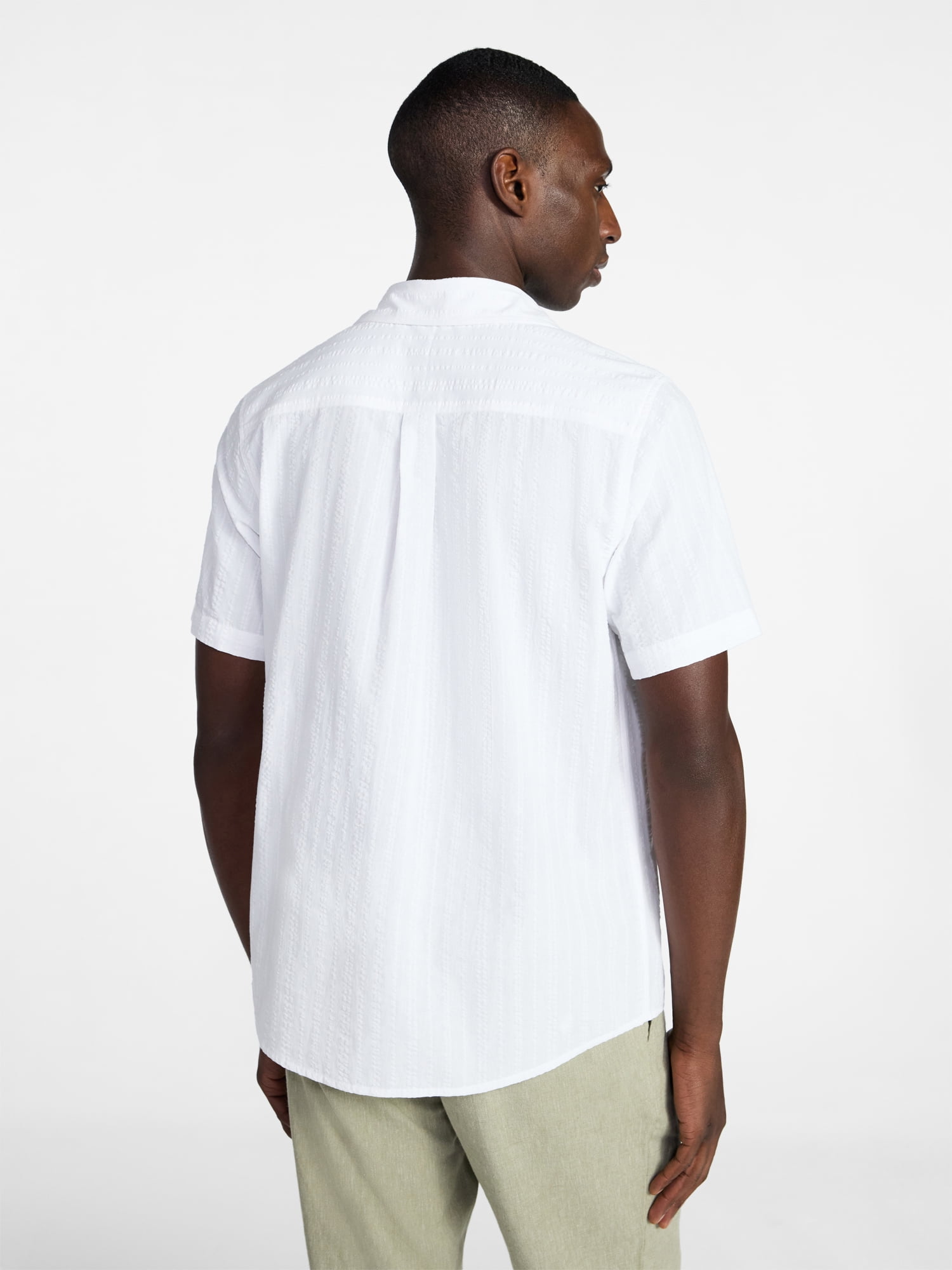 George Men's & Big Men's Modern Fit Seersucker Button Up Shirt with Short Sleeves, Sizes XS-5XL