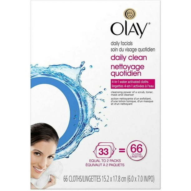 2 Pack OLAY 4in1 Daily Facial Cloths, Normal, 66 ea