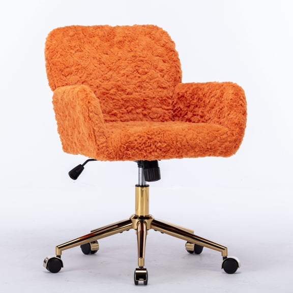 Xukmct Adjustable Height Office Chair with Metal Base and Wheels, 360 Degree Swivel Task Chair Computer Chair for Living Room, Office, Orange