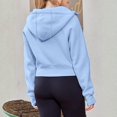 thumbnail image 6 of Women's Fashion Casual Hooded Zip Padded Long Sleeve Solid Colour Sweatshirt for Fall and Winter, Fleece Lined, Winter Clothes for Women,Light Blue,M, 6 of 6