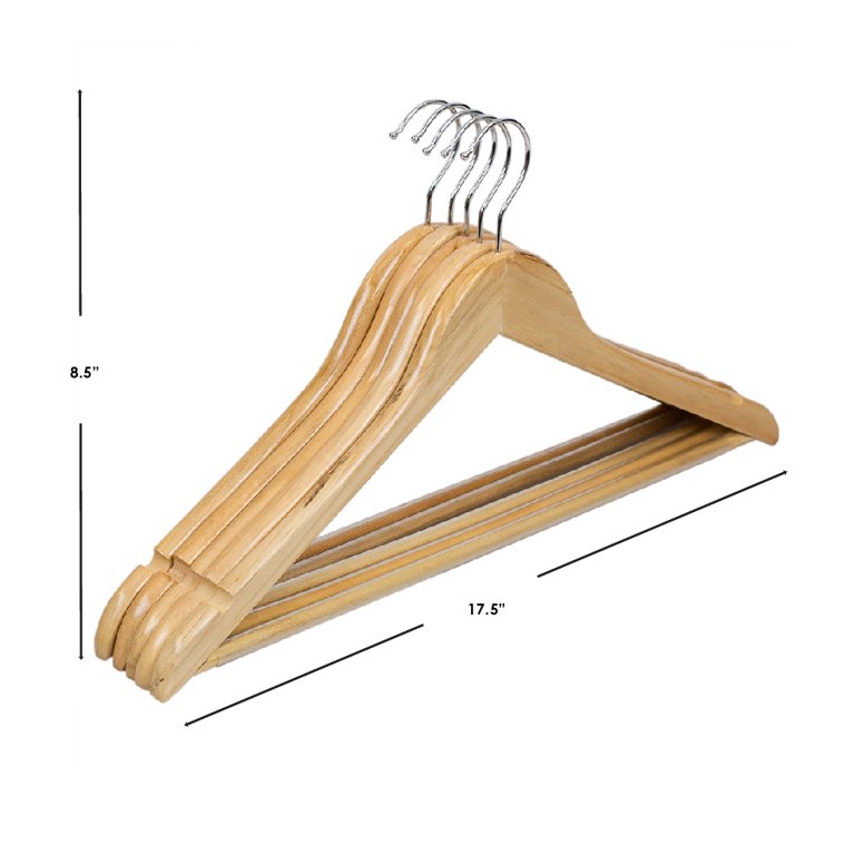 Slim Natural Wood Hangers with Extra Soft Non-Slip Rubber Grips, 5-Pack  High-Grade Fashion Hanger No Shoulder Bump for Sweater, Camisole, Jacket,  Dress, Coat 