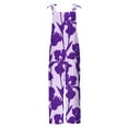 thumbnail image 4 of Plus Size Boho Women's Jumpsuits with Pockets Floral Printed Casual Sleeveless Crew Neck Flowy Wide Leg Jumpsuit for Spring Summer Purple S-5XL, 4 of 5