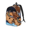 thumbnail image 2 of Balery Ocean Scene with Noah's Ark Vintage Canvas Backpack for Men and Women - Large Capacity, Durable Travel Laptop Bag for School, Work, Hiking, and Outdoor Activities, 2 of 7