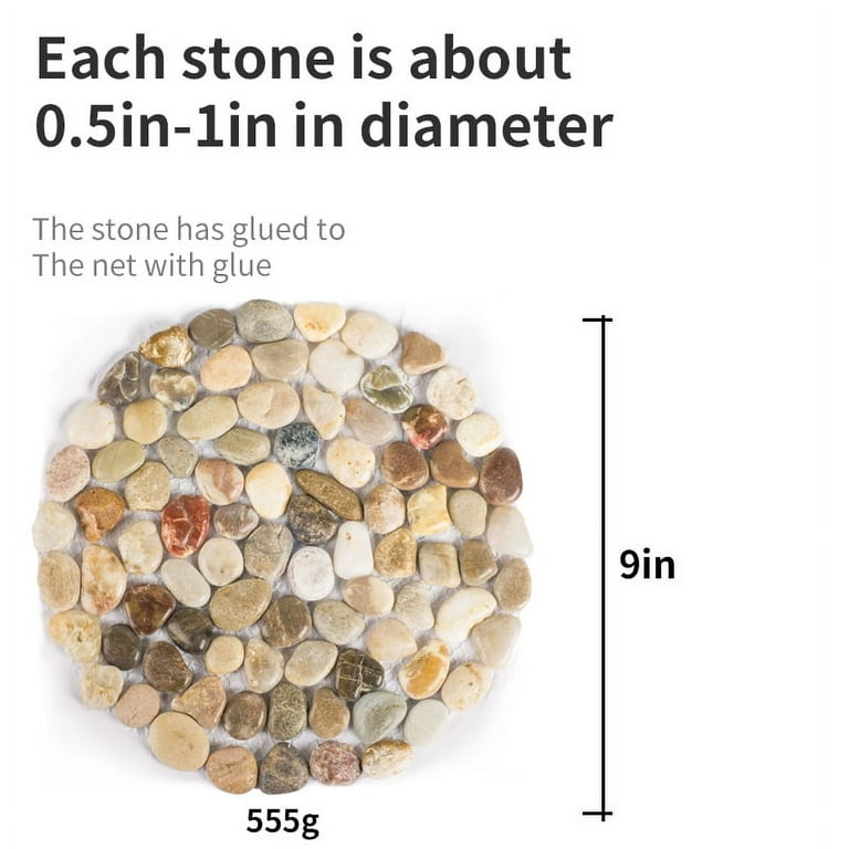 Polished Cobblestone Pebble Tile for Walls, Floors, Garden, Yards (1 box with 6x 10''x10'' circle pieces) Polished Cobblestone Pebble Tile for Walls, Floors, Garden, Yards (1 box with 6x 10''x10'' circle pieces)