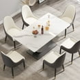thumbnail image 2 of Magic Home 63" Light Luxury Sintered Stone Dining Table,Slate Rectangular Tabletop with Stainless Steel Base,Dining Table for 6 Person for Dining Room, White Tabletop, 2 of 5
