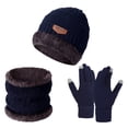 thumbnail image 1 of FYEGRE Winter Cycling Set Knitted Scarf Hat And Gloves For Cold Weather Comfort Navy One Size, 1 of 4