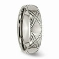 thumbnail image 4 of Grey Titanium Ring Band Wedding Criss-cross Design 6mm Brushed and Polished, 4 of 6