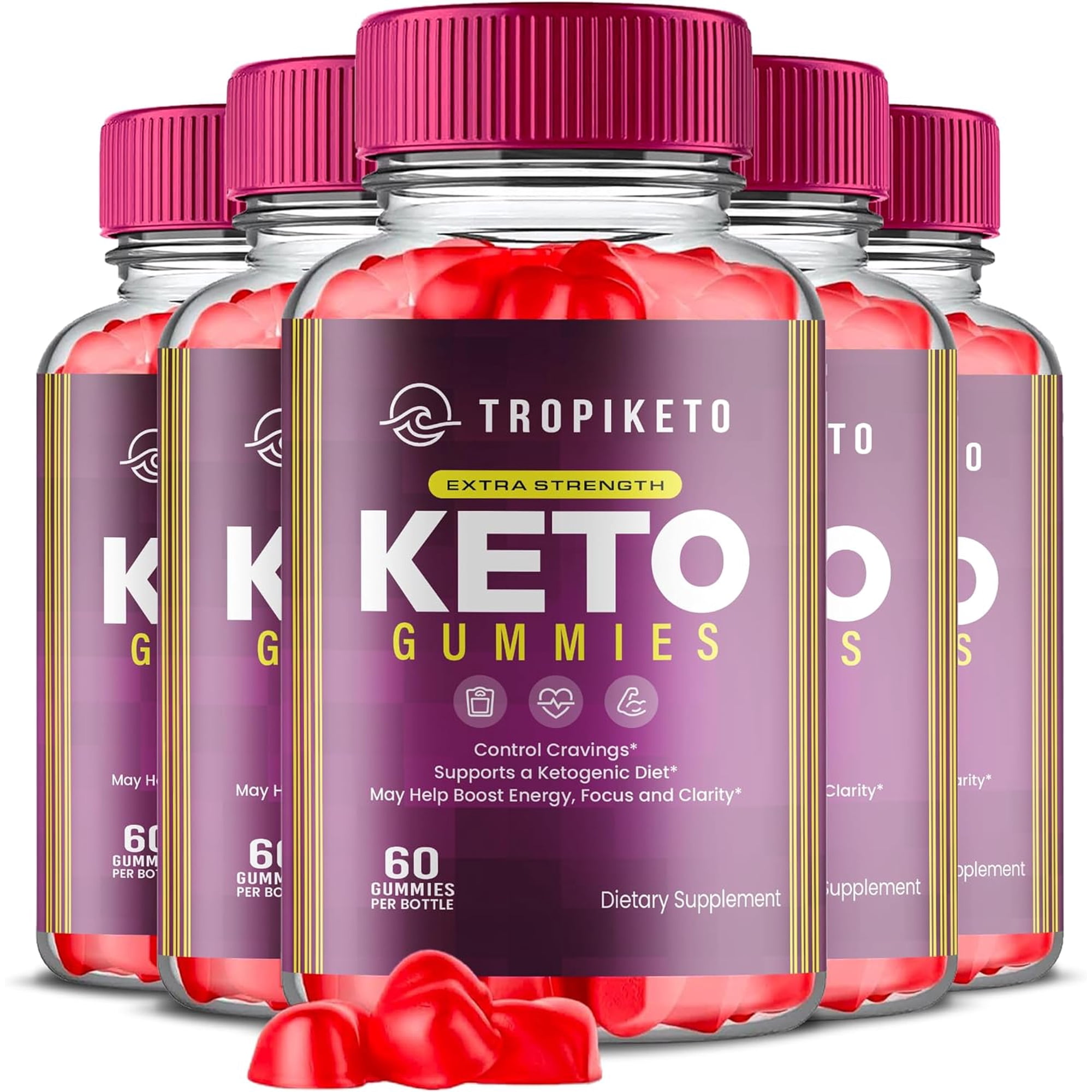 (5 Pack) Tropiketo Keto ACV Gummies - Apple Cider Vinegar Supplement for Weight Loss - Energy & Focus Boosting Dietary Supplements for Weight Management & Metabolism - Fat Burn - 300 Gummies