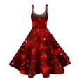 thumbnail image 4 of LWavelet Valentine's 2026 Short Sleeve Heart Polka Dot Dress, Women's Rose Accent Flowy A Line Casual Sundresses Deep Red L, 4 of 4