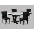 thumbnail image 3 of Modern White Faux Marble Dining Table - 72" Rectangular, Black V-Base, Seats 6, Wood, for Dining Room. Stylish & Durable, Formal Look., 3 of 6