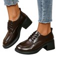 thumbnail image 7 of Women Round Toe Lace‑Up Chunky Heel Shoes, Leather Platform Block Heel Dress Shoes, 7 of 7