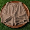 thumbnail image 4 of SwiftWear Women's Cotton Shorts High Waisted Elastic Waist Button Front Wide Leg Shorts with Liner Casual Fashion Summer Shorts, 4 of 5