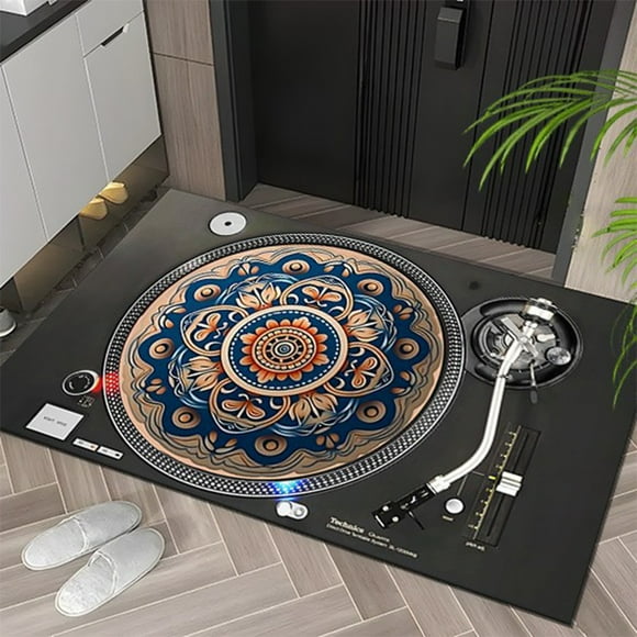 Wzzjkit Record Player Creatives Policy Radio Floor Mat Carpet Home Living Room Door Mat Dirt-resistants Non-slip Floor Mat