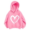 thumbnail image 3 of Toddler Girls Hoodies Heart Print Hoodies Sweatshirts Long Sleeve Casual Hooded Pullover Autumn Outerwear Size 4-5T,Pink, 3 of 3