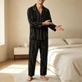 thumbnail image 2 of Dagugfen 2 PC Pajama Sets for Men Long Sleeve Button down Loose Fitted Shirts Elastic Waist Full Length Pants Breathable Comfy Loungeweawr Sets(XL,Black1), 2 of 5