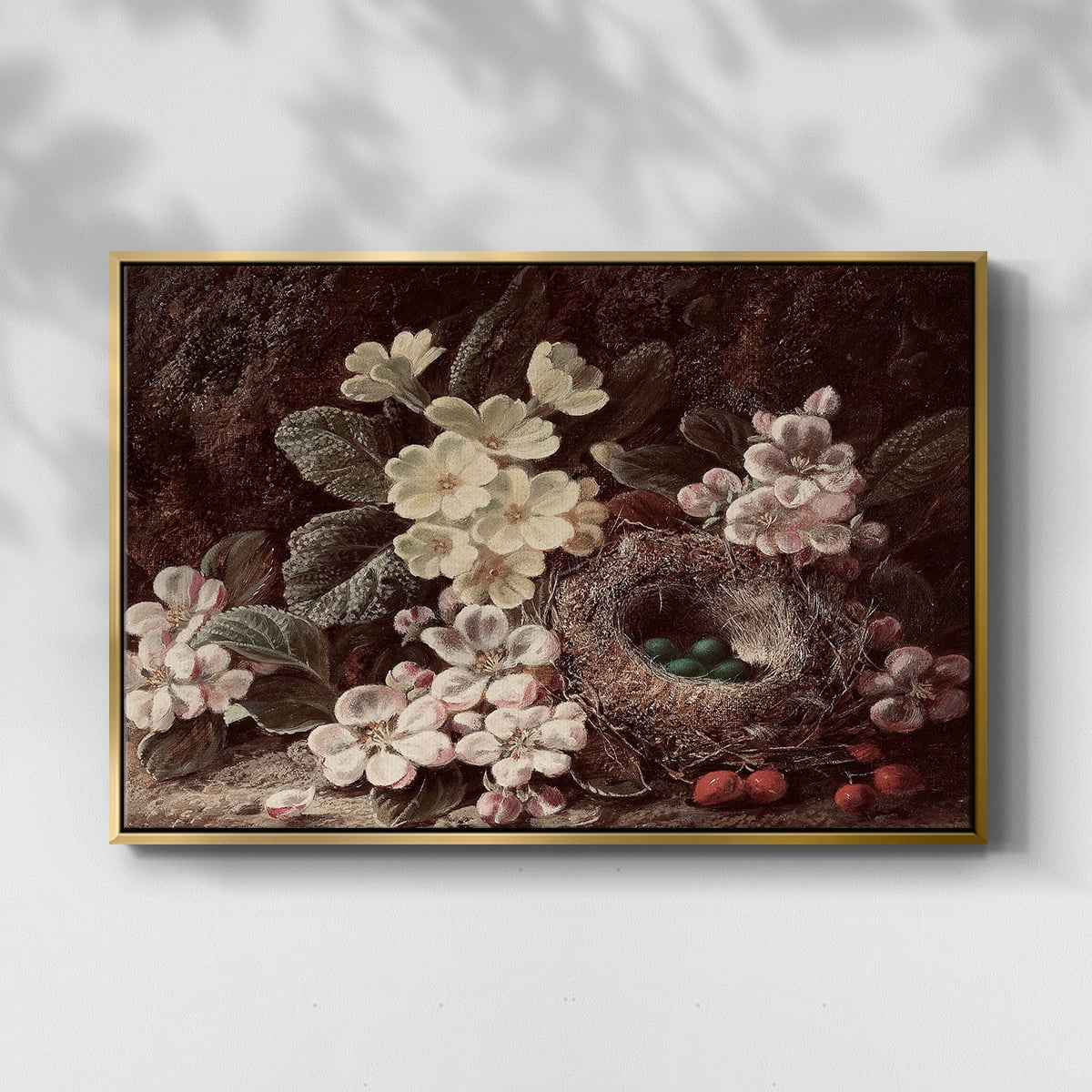 Vintage Botanical Print-LI By Wexford Home Framed in Gold Wood Gallery Wrapped Canvas 27 in. x 41 in.