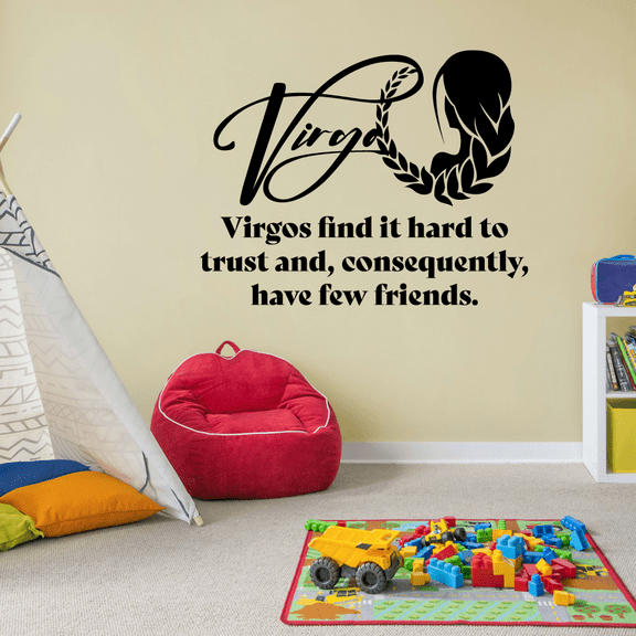 Virgo Horoscope Zodiac Sign Find It Hard To Trust and Consequently Have Few Friends Earth Sign Zodiac Bedroom Vinyl Wall Decal Sticker Kids Adult Girl Boy Room Bedroom Wall Decoration Size(24x40 inch)