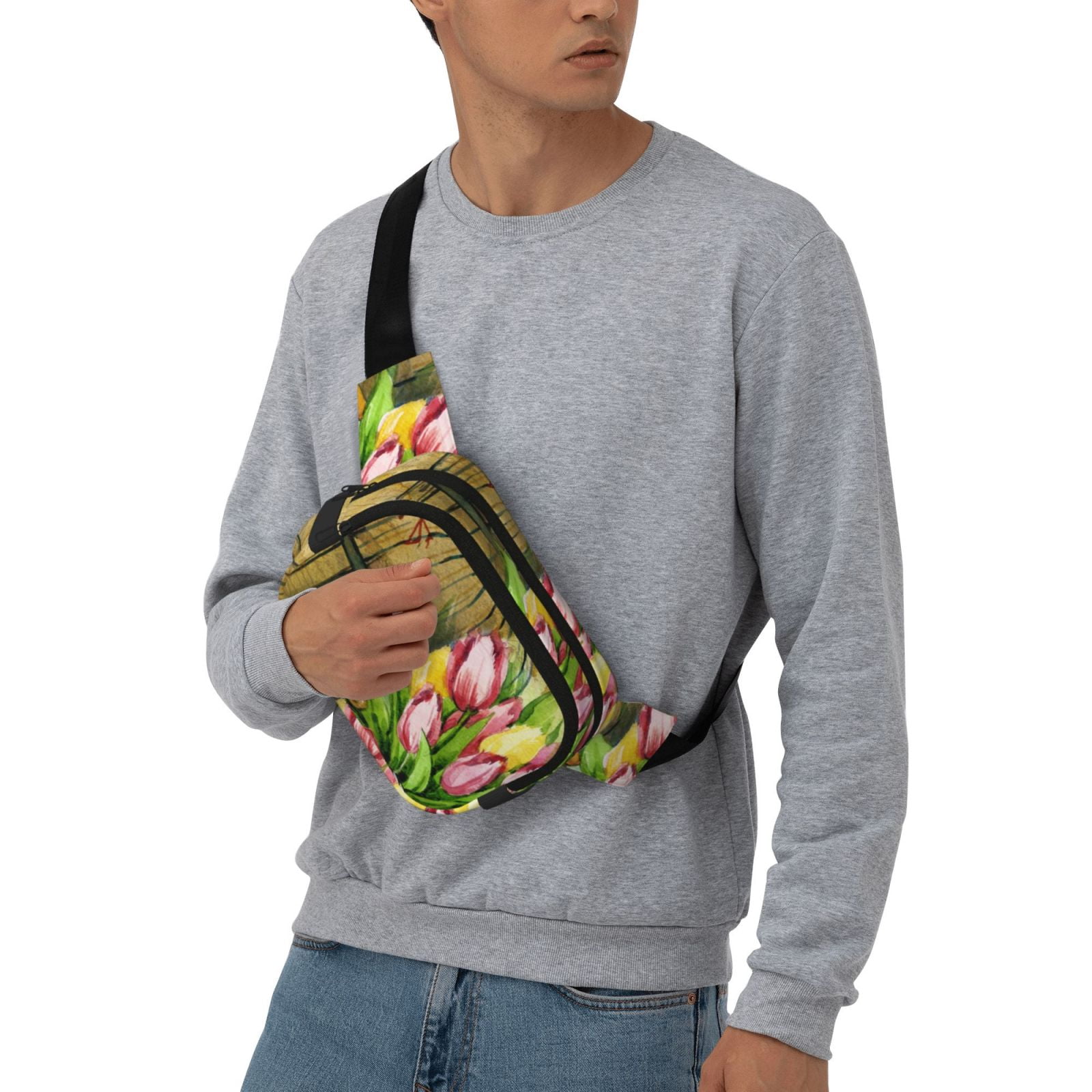Picia Watercolor Canary Bird Print Square Double-Layer Waist Bag Mini Adjustable Waist Belt Bag Exercise Running Travel Hiking