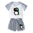thumbnail image 1 of Ensembles d'Été pour Enfants, Ensembles pour Garçons, Ensemble Deux Pièces pour Enfants avec Haut à Col Rond à Manches Courtes et Shorts à Taille Élastique pour Enfants Moyens et Grands, 1 of 2