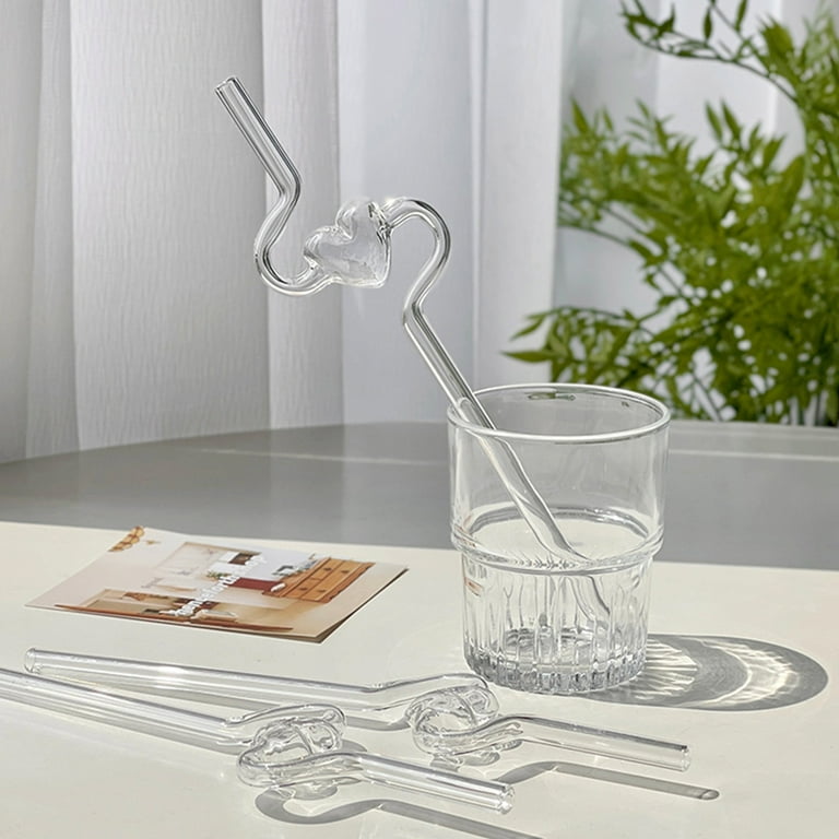 Clear Glass Straw with Red Heart