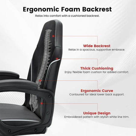 ACGAM - Slim Ergonomic Gaming Chair - Black