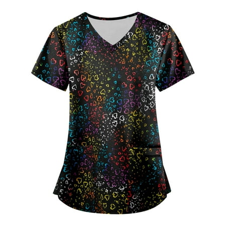

Fragarn Scrub Tops for Women — Classic Fit 1 Pocket Four-Way Stretch Anti-Wrinkle Women’s Medical Scrub Top Multicolor S
