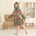 thumbnail image 4 of FORMRS Niños Bathrobe Unisex Hooded Robe Soft Plush Pajamas Sleepwear, Size 10-12T, Red Colorful Flowers with Dots, 4 of 7
