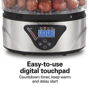Hamilton Beach Digital Food Steamer, Vegetable Steamer and Rice Cooker, Programmable, 5.5 Qt., Black