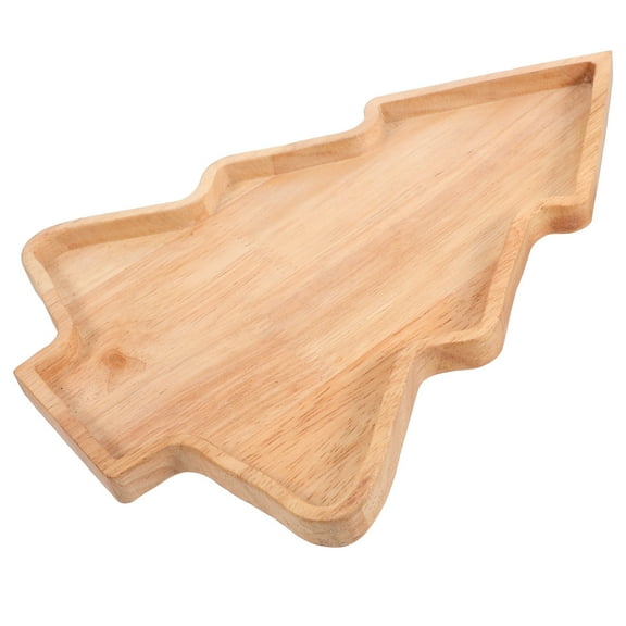 PAMINGONO Serving Tray Christmas Tree Shape Wood Plates for Food Light Yellow 1Pcs for Kitchens