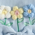thumbnail image 5 of Karoyedx Toddler Girl Rompers Newborn Baby Girl Summer Romper Dress Infant Fly Sleeve Flower Embroidery Mesh Tulle Skirt Hem Ribbed Bodysuit Sky Blue Size,12-18 Months, 5 of 5