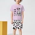 thumbnail image 4 of Quealent Toddler Baby Girls Clothes Watermelon T-shirt + Linen Shorts with Belt Cute Summer Short Set Light Purple for Size 3-4 Years, 4 of 6