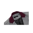 thumbnail image 4 of INSPIRE CHIC Men's Plaid Pattern Blazer Slim Fit Casual Sports Coat M Burgundy and White, 4 of 7