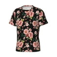 thumbnail image 3 of Yiaed Rose Flowers Print Mens Short Sleeve Tight Fit T-Shirt, Crewneck Casual Tee-XX-Large, 3 of 5