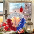thumbnail image 4 of 12.6" 4th of July Wreath, Patriotic Americana Wreath Independence Day Memorial Day Tinsel Wreath Festival Garland Decoration For Front Door Wall Home Decor, 4 of 9